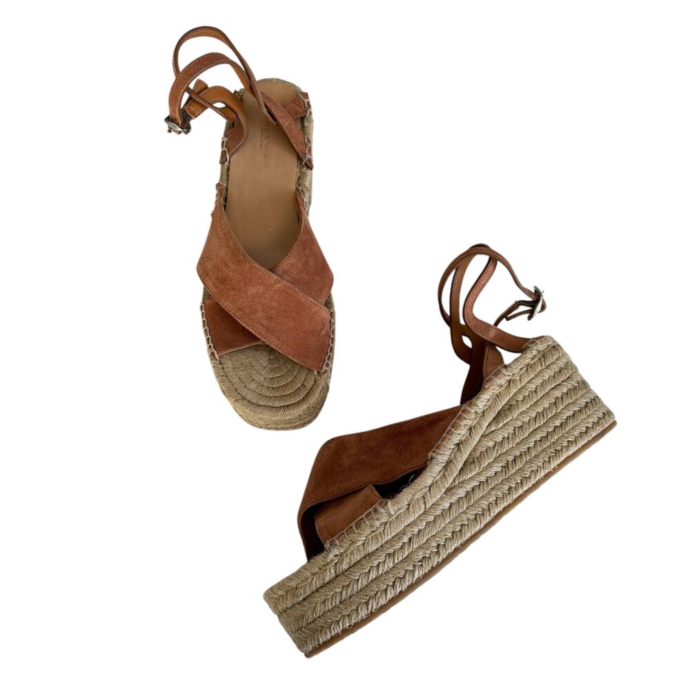 Rag & Bone Hera Brown Espadrille Jute Platform Wedge Sandals Women's Size 9.5